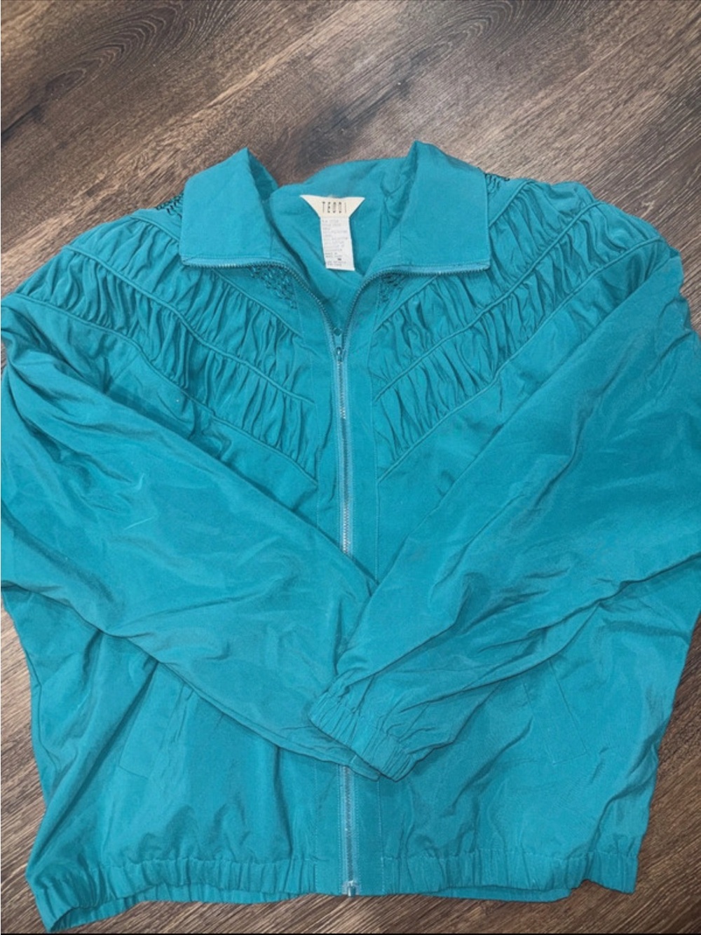 VTG 1980s Teddi Teal Zip-Front Bomber Jacket
